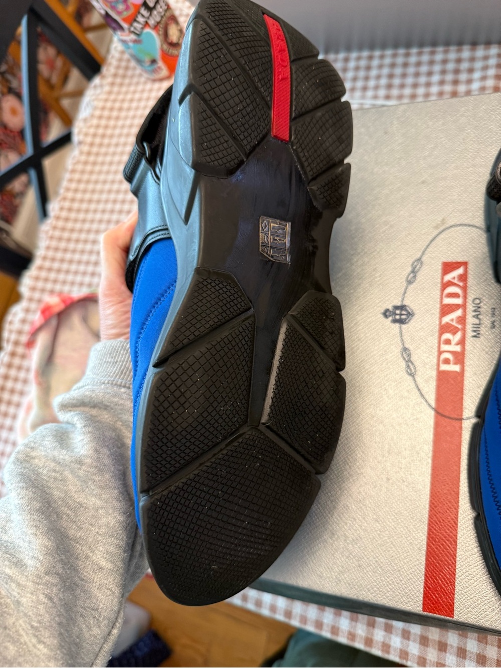 Prada Men's Blue Slip-On Sneaker with Black Strap neoprene NEW W BOX BARNEYS - Picture 3 of 8